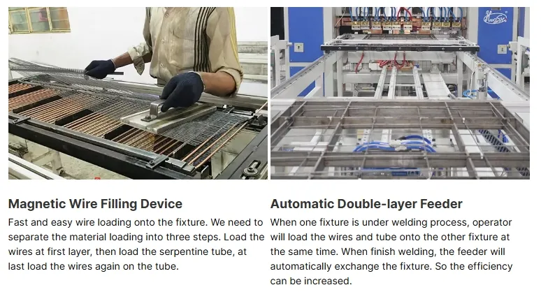 冷蔵庫ワイヤーチューブコンデンサー生産ラインマシン、溶接、曲げ機 4