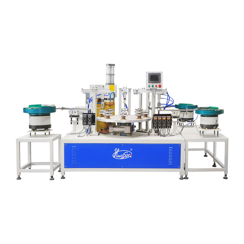 コンデンサキャップ用、8溶接ポジション、中周波インバータ付き全自動ロータリーテーブルスポット溶接機
